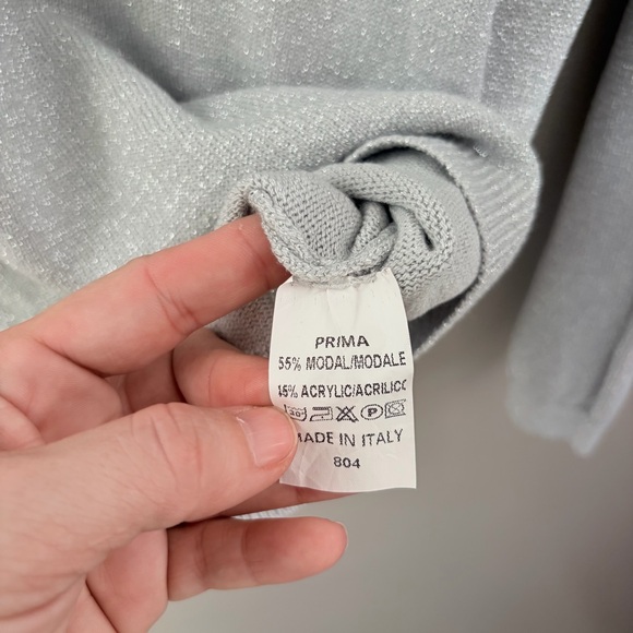 NWT Gigi Moda Silver Metallic Sparkle Sweater - Picture 3 of 7